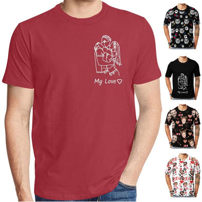 Custom T Shirts Design Your Own Portrait Personalized Photo Short Sleeve for Men Valentine's Father's Day Gifts Boyfriend Husband