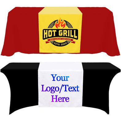 Custom Table Runner with Your Logo or Design, Tradeshow vendor custom logo table runner