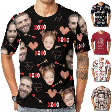 Custom T Shirts Design Your Own Picture, Personalized Photo Short Sleeve for Men Valentine's Father's Day Gifts