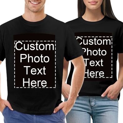Personalized T Shirt with Picture/Text, Custom Photo Short Sleeve for Men Women Gifts