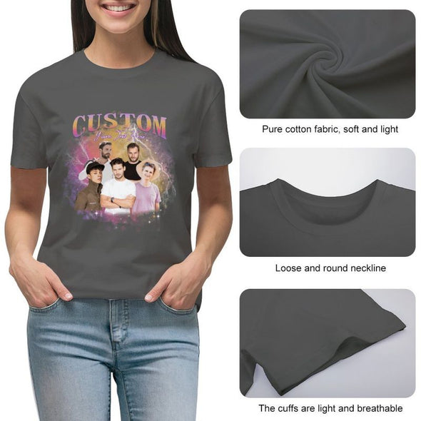 Personalized T Shirt with Picture, Custom Rap Poster Photo Short Sleeve for Men Women Gifts
