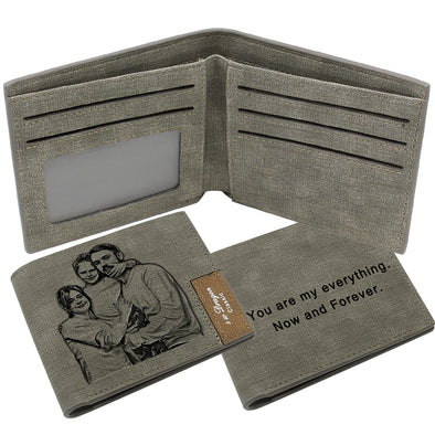 Engraved Personalized Men Photo Wallet for Fathers Day
