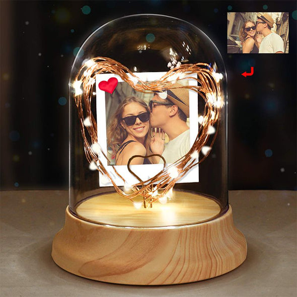 Custom Photo Night Lamp, Firefly with Heart LED String Light for Christmas, Valentine's Day, Mothers Day