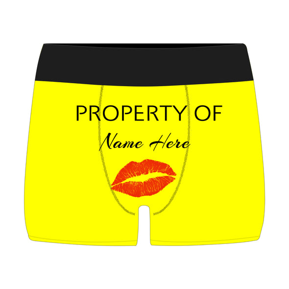 Personalized  Property of Name Yellow Boxer Briefs - amlion