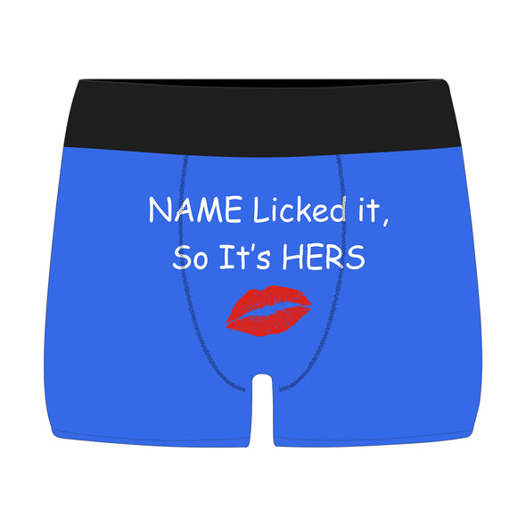 Personalized Name "Licked It" Blue Boxer Briefs - amlion