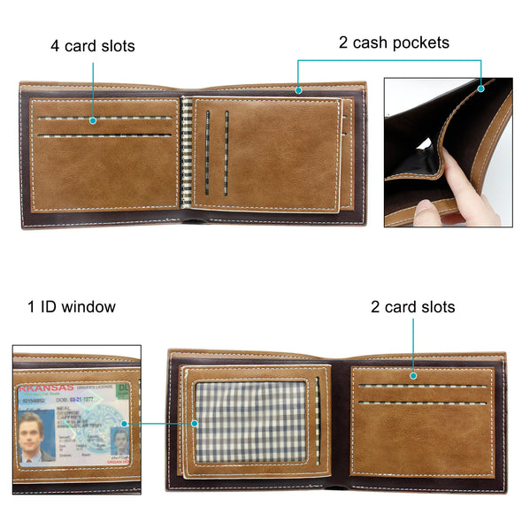 Custom Engraved Wallet, Personalized Photo Men Wallets for Dad Boyfriend Son Him Dark brown