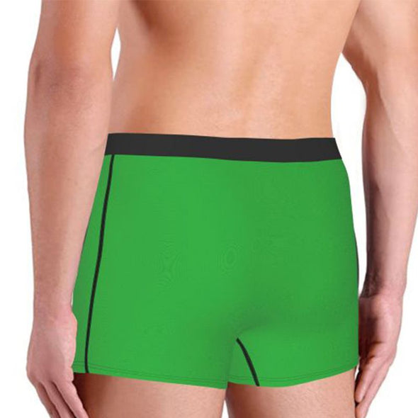 Personalized Name Underwear for Him, Men's Custom “Love Name's Pussy" Green Boxer Briefs