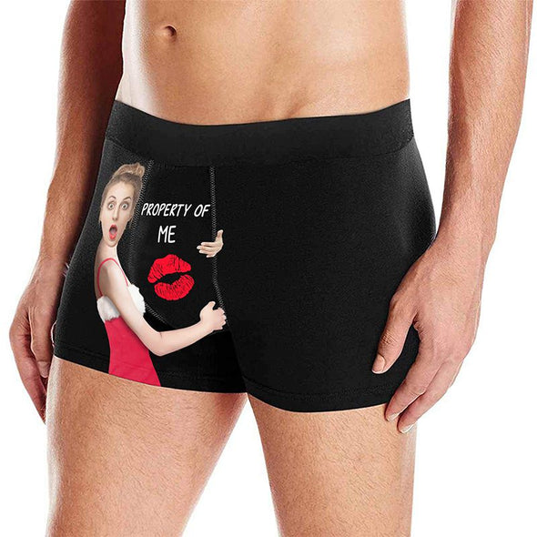 Customized Funny Face Mens Underwears, Personalized Photo Boxers Briefs for Men-Black