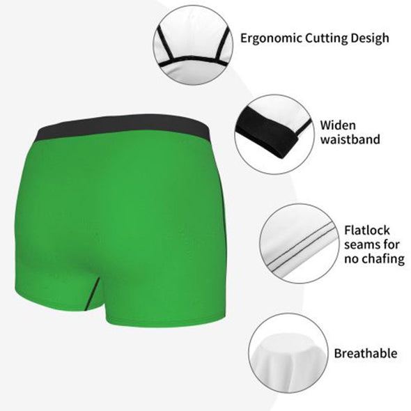 Men's Custom Property of Name Green Boxer Briefs, Personalized Boxer Underwear for Him