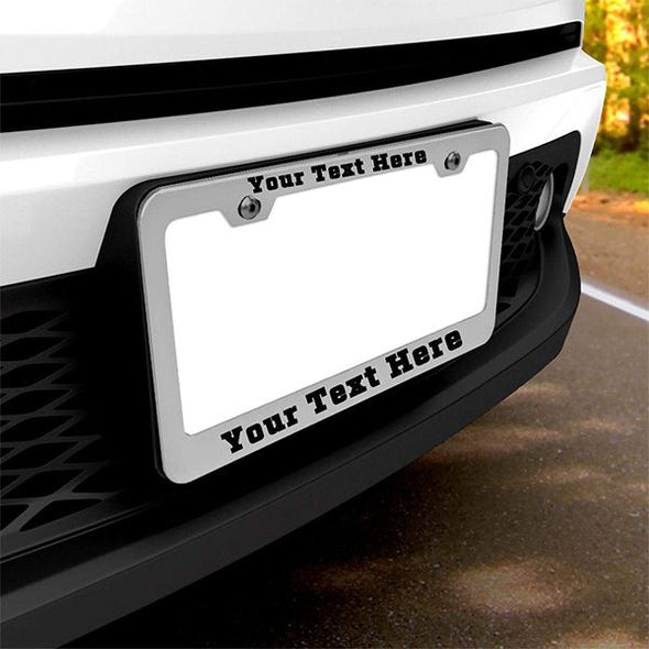 Customized Design Metal Car License Plate Frame with Text,12"x6",Gray