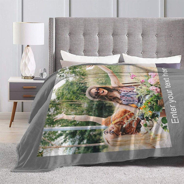 Custom Blankets with 1 Photo Collage,Personalized Throw Blanket Pictures Name Text for Family Friend Gifts