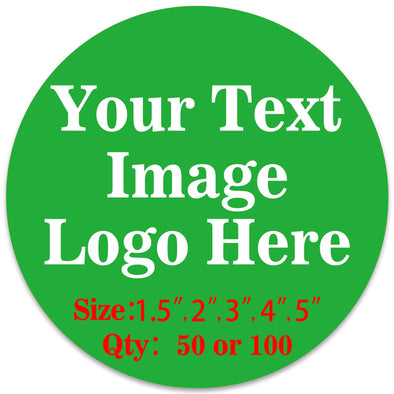 50PCS Custom Personalized Stickers Labels Round Logo Text Image Tag for Business (SIZE: 3"in Rd)