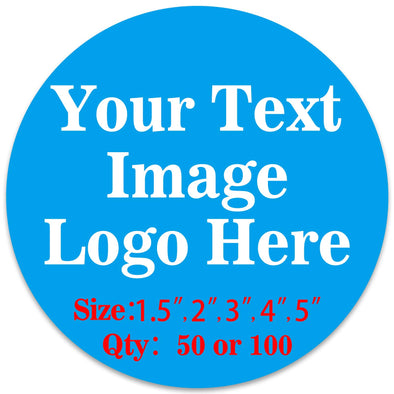 100PCS Custom Personalized Stickers Labels Round Logo Text Image Tag for Business (SIZE: 2"in Rd)