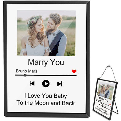 Custom Acrylic Song Plaque with Picture Frame Customized Music Art Photo Album Cover for Valentine's Day, Anniversary