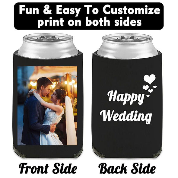 Custom Can Coolers Set of 10, Personalized Beer Bottle Sleeves Bulk with Text Photo for Fathers Day Birthday