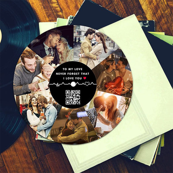 Custom Vinyl Record Photo Collage, Personalized Vinyl Record Collage with Pictures/QR Code Gift for Anniversary Wedding