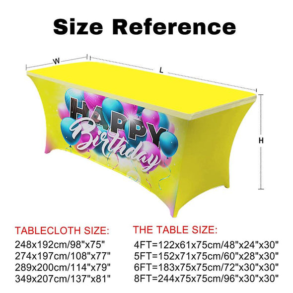 Personalized Table Covers for 4 6 8 Foot Tables with Bussiness Logo,Name. Custom Stretch Spandex Tablecloth for Tradeshow Events