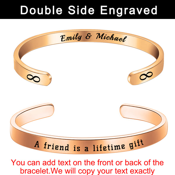 Engraved Inspirational Bracelets Personalized for Women, Custom Cuff Bangle Bracelet Customized Gift,Rose - amlion