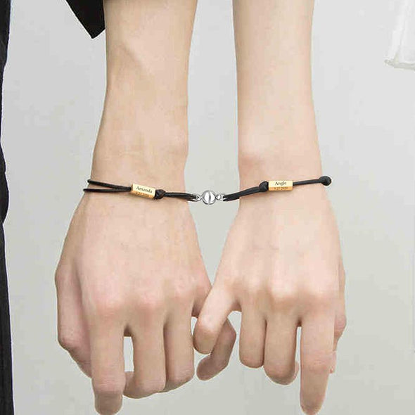 Magnetic Bracelet for Couples, Custom Couple Bracelet for Him Her