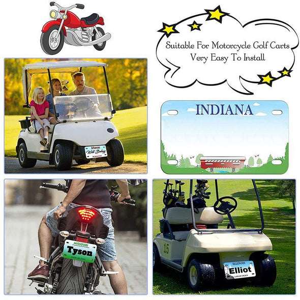 Custom License Plate for Motorcycle/Car, Personalized License Plates with Photo/Text for Golf Cart