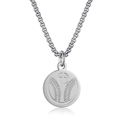Baseball Cross Pendant Necklace,Baseball Prayer Necklace for Athletes (Sliver) - amlion