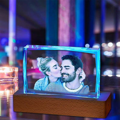 Custom Laser Engraved 3D Crystal Photo Cube, Personalized Etched Crystal with Image-Large