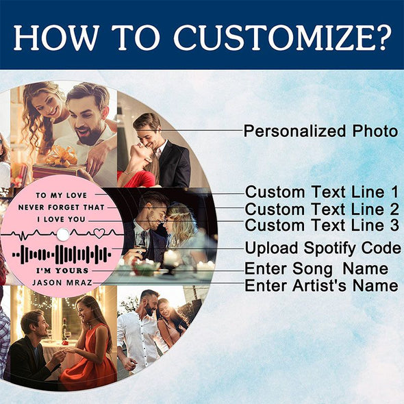 Custom Personalized Vinyl Record with Spotfy Song Code Photo Collage, Customized Vinyl Records Wall Art Display Gift