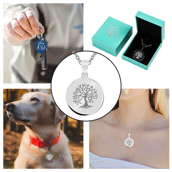 Personalized Necklace, Custom Photo Necklace,Engraved Heart Necklace Keychain, Dog Tag,Black - amlion