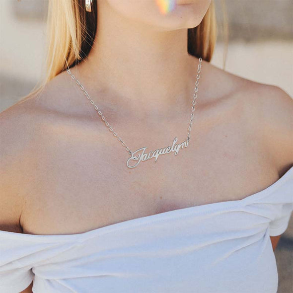 Amlion Name Necklace, Infinity Necklace, Custom Necklace, Gift for Mom Sister Friend Girlfriend-Sliver