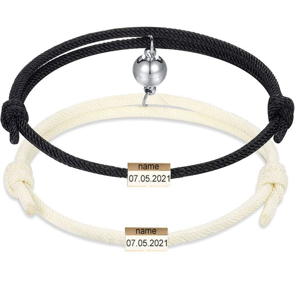 Magnetic Bracelet for Couples, Custom Couple Bracelet for Him Her