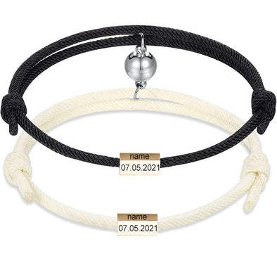 Magnetic Couple Bracelets, Custom Couple Bracelet for Him Her