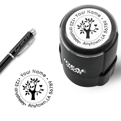 Custom Stamp Self Inking,Personalized Stamp Return Address,1-5/8" Diameter,Round Business Stamp for Wedding,Teacher,Home,Bank or Office - amlion