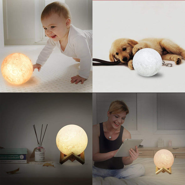 3D Moon Lamp Personalized, Custom 3D Engraved Photo Light for Mother Day Gift (3.9-7.9Inch) - amlion