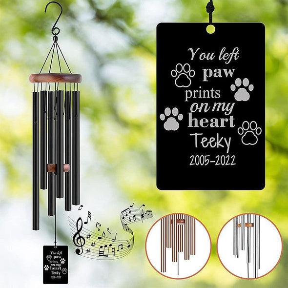 Pet Memorial Wind Chimes Engraved, Personalized Wind Chimes for Loss of Loved Dog