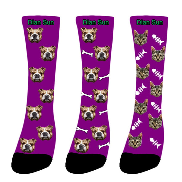 Photo Socks Personalized Funny Socks With Photo,Custom Face Socks,Put Dog, Cat, Other Pets Face Photo into Socks - amlion