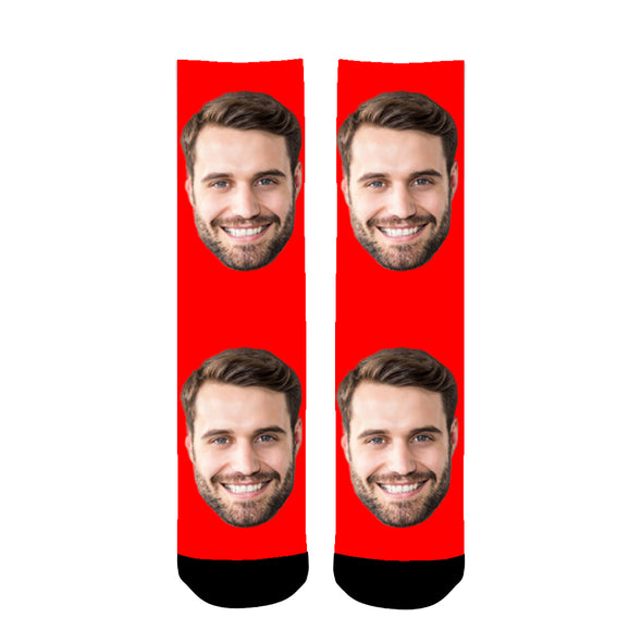 Custom Personalized Photo Face Socks  Red - amlion
