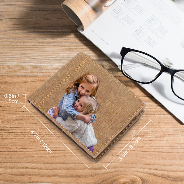 Personalized Photo Wallets for Men Father Color Printing Light brown - amlion
