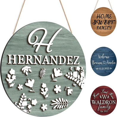 Custom Wood Signs, Personalized 3D Family Name Round Sign for Home Decor