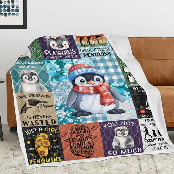 Penguin Blanket Fleece Throw Blanket Super Soft Warm Gifts for Baby Girls Boys Kids Mom Grandma Room Decor
