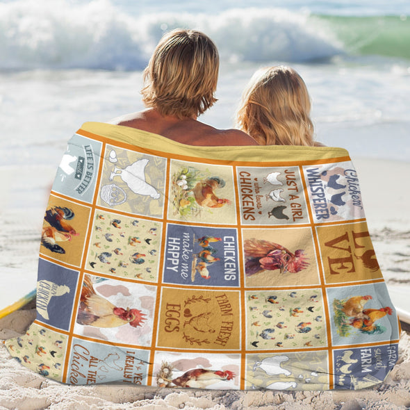 Chicken Pattern Blanket Fleece Throw Blanket Super Soft Warm Gifts for Baby Girls Boys Kids Mom Grandma Room Decor