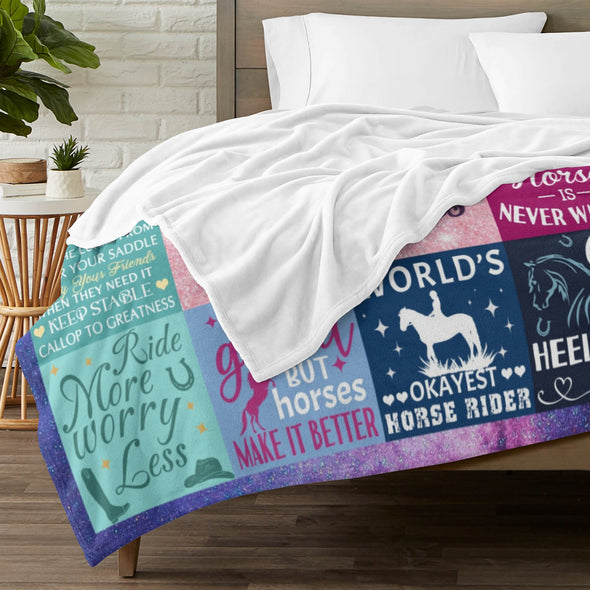 Horse Blanket Gift for Women Girl Who Loves Horses for Sofa Couch Bed Room Birthday Decor Bed Travel