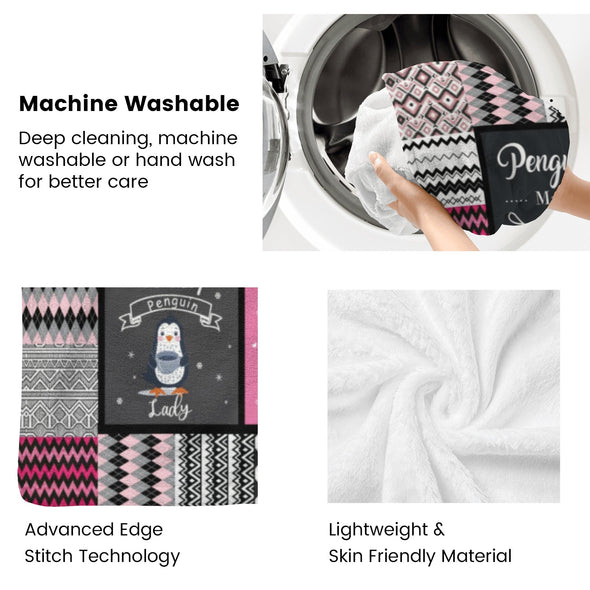 Penguin Blanket Fleece Throw Blanket Super Soft Warm Gifts for Baby Girls Boys Kids Mom Grandma Room Decor