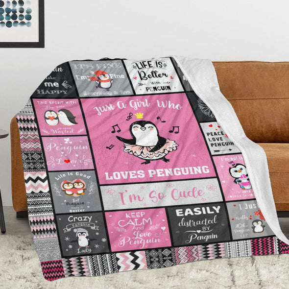 Penguin Blanket Fleece Throw Blanket Super Soft Warm Gifts for Baby Girls Boys Kids Mom Grandma Room Decor