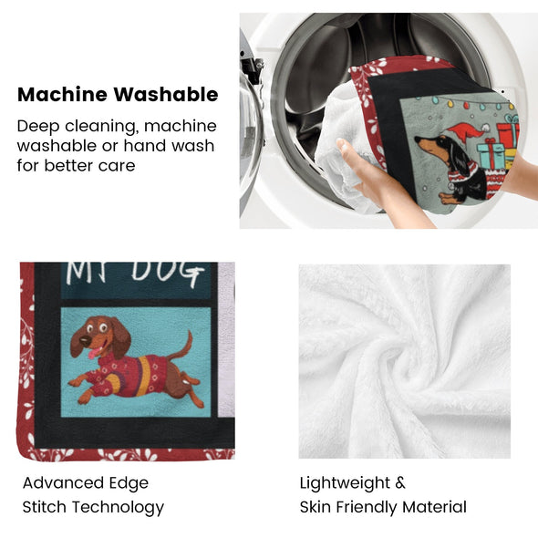 Dachshund Pattern Blanket Fleece Throw Blanket Super Soft Warm Gifts for Baby Girls Boys Kids Mom Grandma Room Decor