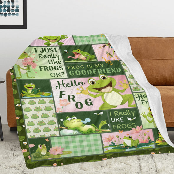 Frog Pattern Blanket Fleece Throw Blanket Super Soft Warm Gifts for Baby Girls Boys Kids Mom Grandma Room Decor