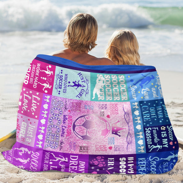 Soccer Blanket, Soccer Sports Themed Throw, Soft Nap Throw Blanket for Home Boys Girls Women Men Soccer Lovers Gifts