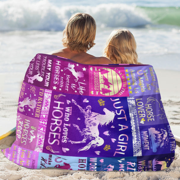 Horse Blanket Gift for Women Girl Who Loves Horses for Sofa Couch Bed Room Birthday Decor Bed Travel