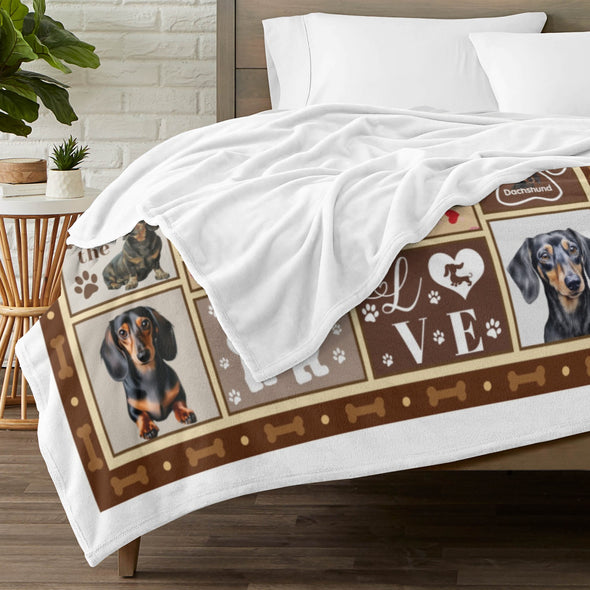 Dachshund Pattern Blanket Fleece Throw Blanket Super Soft Warm Gifts for Baby Girls Boys Kids Mom Grandma Room Decor