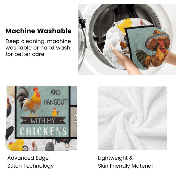 Chicken Pattern Blanket Fleece Throw Blanket Super Soft Warm Gifts for Baby Girls Boys Kids Mom Grandma Room Decor