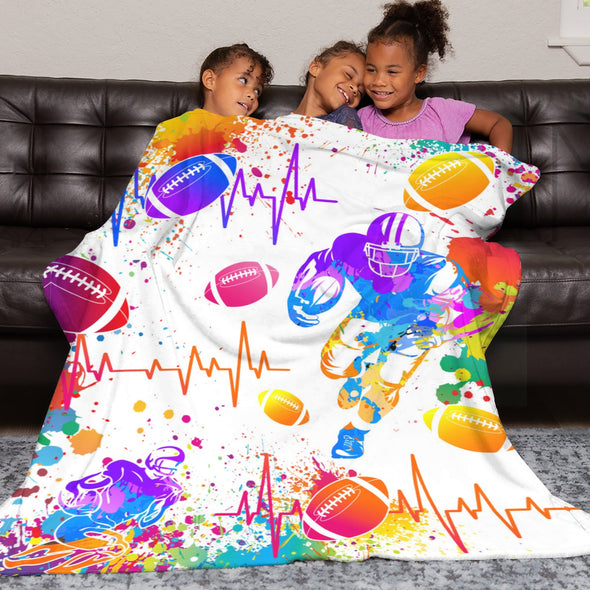 Football Pattern Blanket Fleece Throw Blanket Super Soft Warm Gifts for Baby Girls Boys Kids Mom Grandma Room Decor